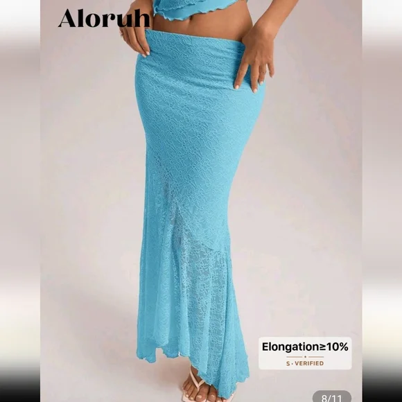 Mint Blue Lace Skirt & Tank Set - Picture 6 of 10